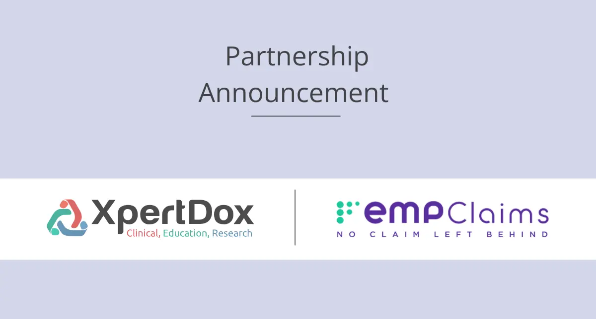 Creative on XpertDox and EMPClaims Partnership Announcement to Revolutionize RCM with Automated Medical Coding.